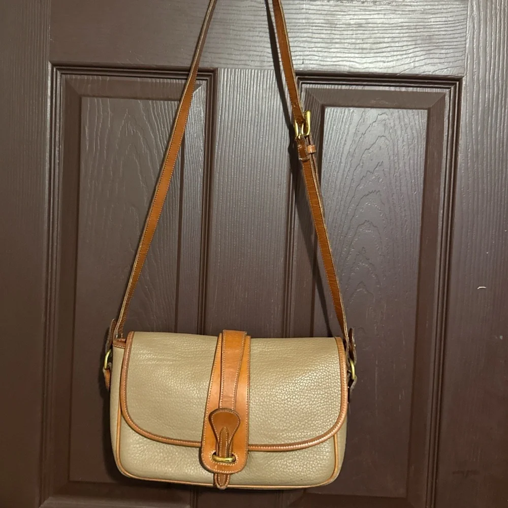 Vintage Dooney & Bourke Tan and Brown Leather Shoulder Bag - Picture 1 of 8